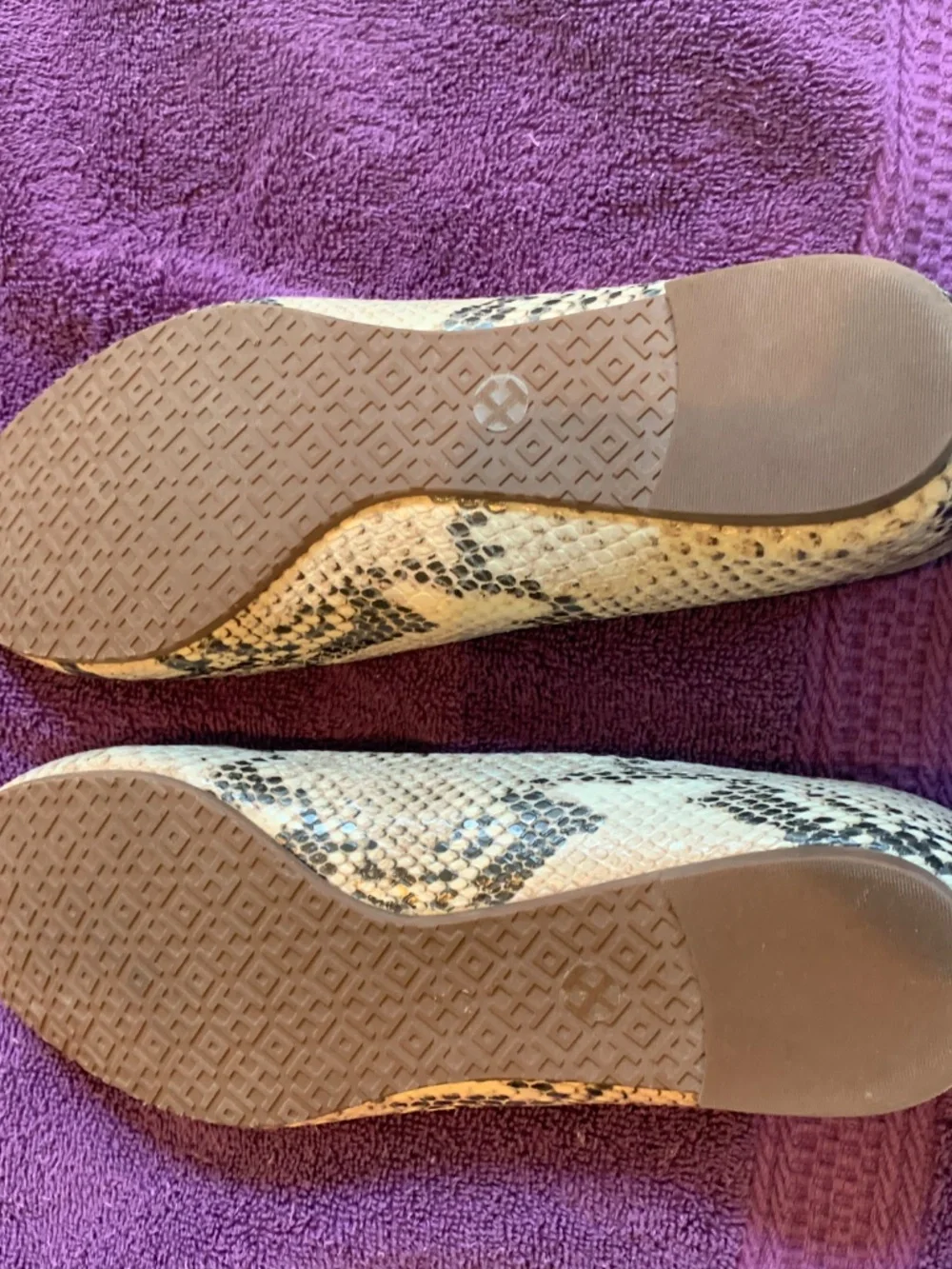Tory Burch Tan/Black Snakeprint Leather Ballet Flats sz 8M